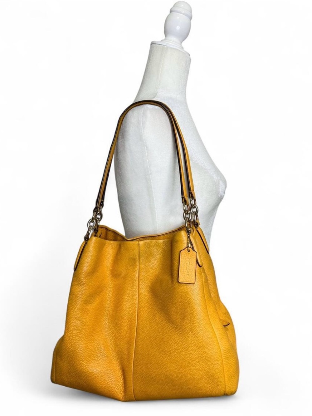 Orange Coach Phoebe Pebbled Leather Shoulder Bag